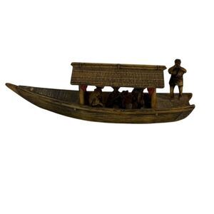 Vintage Asian Celluloid Boat w/ Geisha Girls 1940s